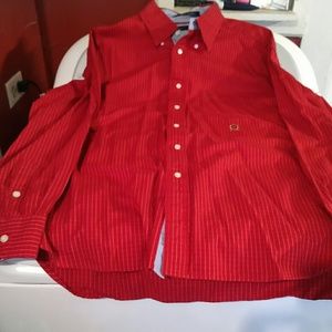 Tommy hilfiger red pinstripe ls button up shirt XL
